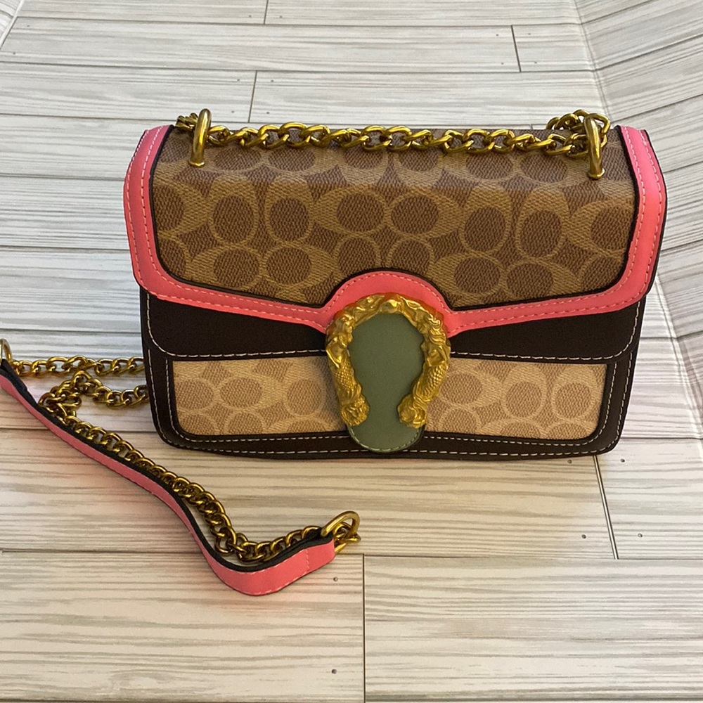 Multi Colored Purse w/ Gold colored Hardware